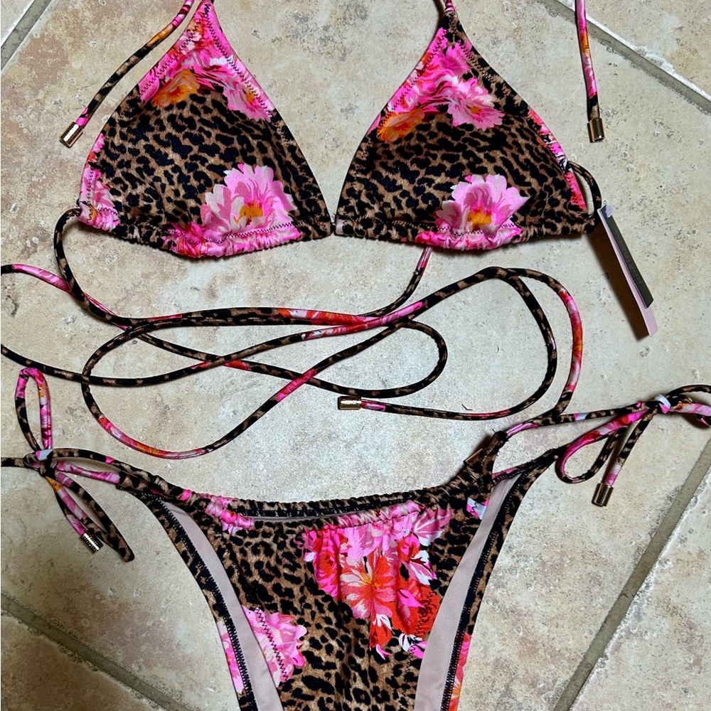 Victoria's Secret NWT multiway Pink Floral Leopard Brazilian Bikini